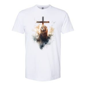 Yeshua Lion Of Judah Christian Faith Gift Christian Cross Design Softstyle CVC T-Shirt