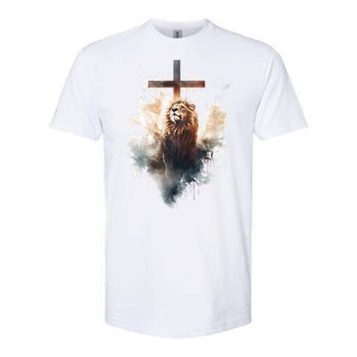 Yeshua Lion Of Judah Christian Faith Gift Christian Cross Design Softstyle CVC T-Shirt