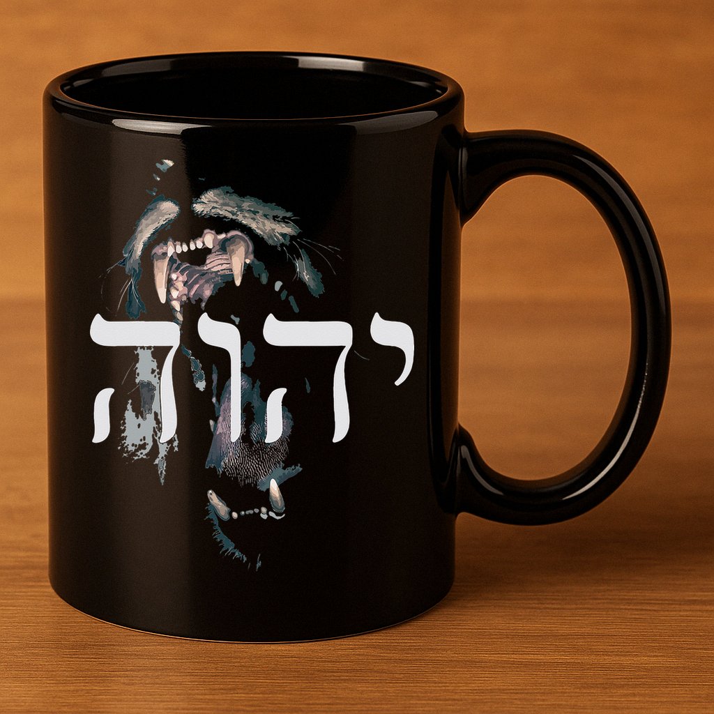 YHWH Lion of Judah - Yahweh in Hebrew 11oz C Handle Ceramic Mug