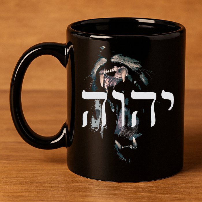 YHWH Lion of Judah - Yahweh in Hebrew 11oz C Handle Ceramic Mug