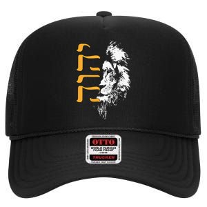 Yhwh Lion Of Judah Yahweh In Hebrew High Crown Mesh Back Trucker Hat