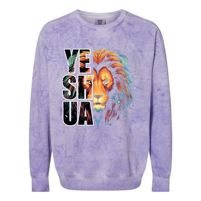 Yeshua Lion Of Judah Fear Bible Christian Religious Gift Colorblast Crewneck Sweatshirt