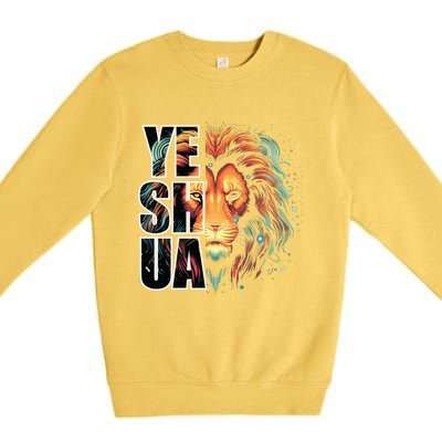 Yeshua Lion Of Judah Fear Bible Christian Religious Gift Premium Crewneck Sweatshirt