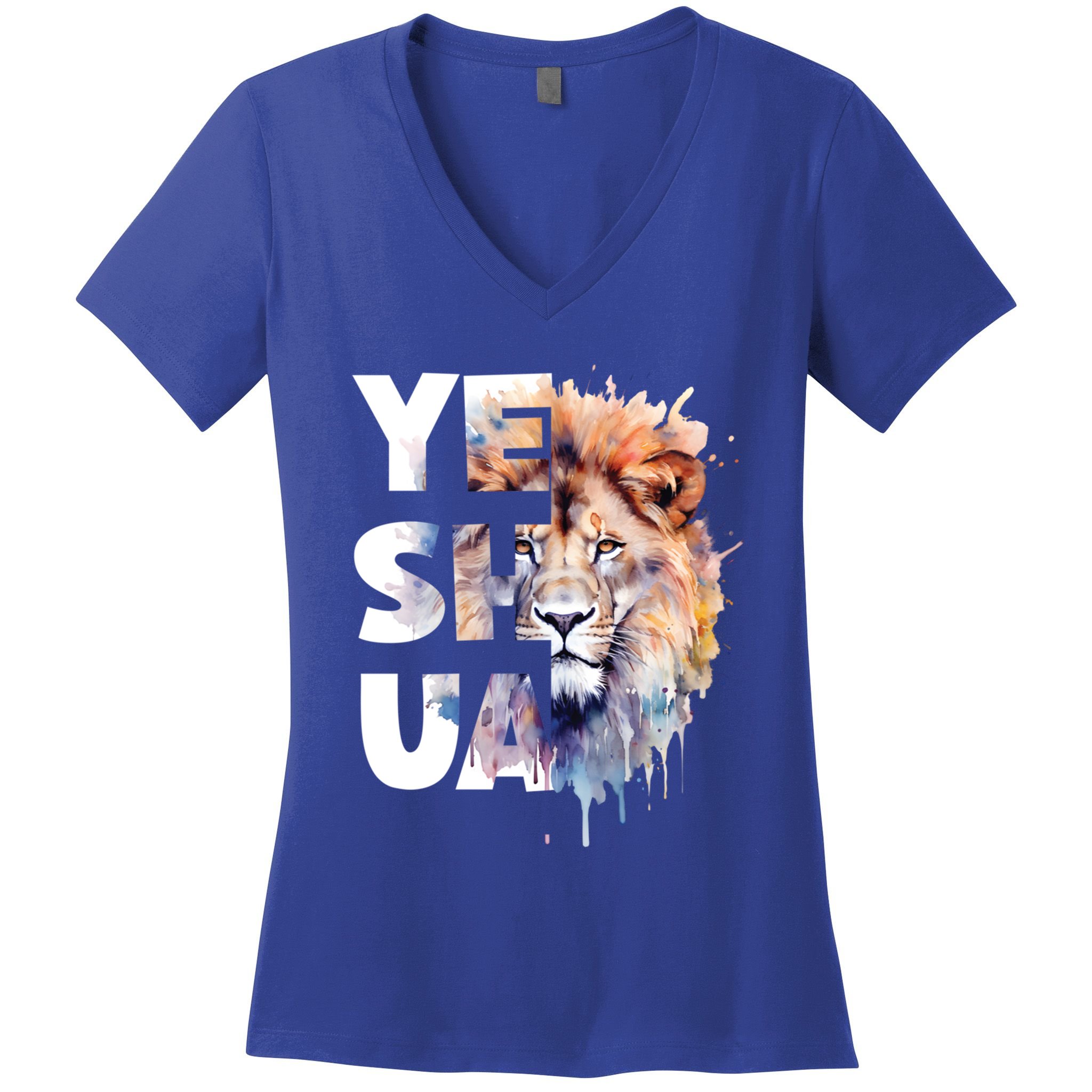 Yeshua Lion Of Judah Fear Not Bible Christian Religious Gift Women's V-Neck T-Shirt