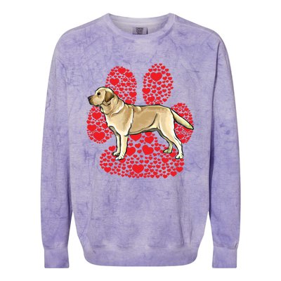 Yellow Labrador Retriever Valentines Day Dog Love Paw Gift Colorblast Crewneck Sweatshirt