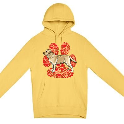 Yellow Labrador Retriever Valentines Day Dog Love Paw Gift Premium Pullover Hoodie