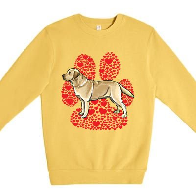 Yellow Labrador Retriever Valentines Day Dog Love Paw Gift Premium Crewneck Sweatshirt