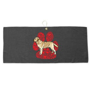 Yellow Labrador Retriever Valentines Day Dog Love Paw Gift Large Microfiber Waffle Golf Towel