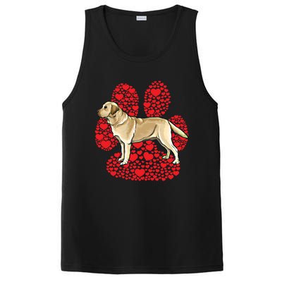 Yellow Labrador Retriever Valentines Day Dog Love Paw Gift PosiCharge Competitor Tank