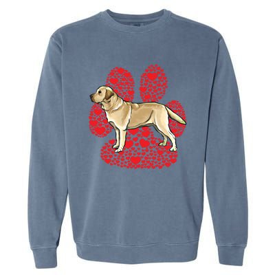 Yellow Labrador Retriever Valentines Day Dog Love Paw Gift Garment-Dyed Sweatshirt