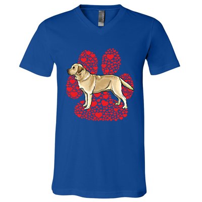 Yellow Labrador Retriever Valentines Day Dog Love Paw Gift V-Neck T-Shirt