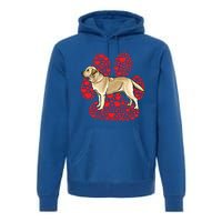 Yellow Labrador Retriever Valentines Day Dog Love Paw Gift Premium Hoodie