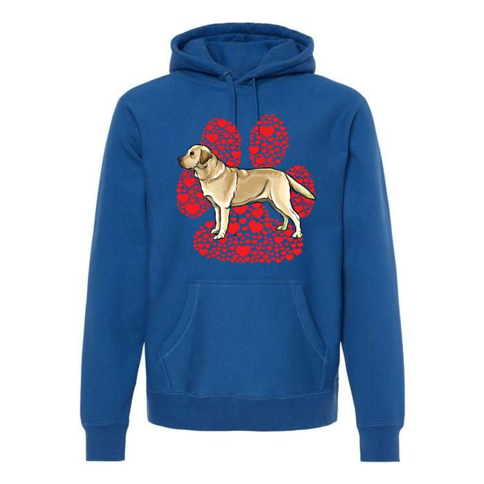 Yellow Labrador Retriever Valentines Day Dog Love Paw Gift Premium Hoodie