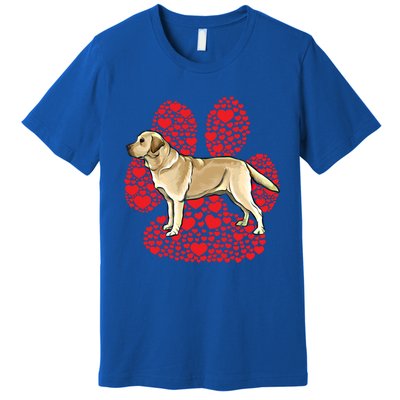 Yellow Labrador Retriever Valentines Day Dog Love Paw Gift Premium T-Shirt