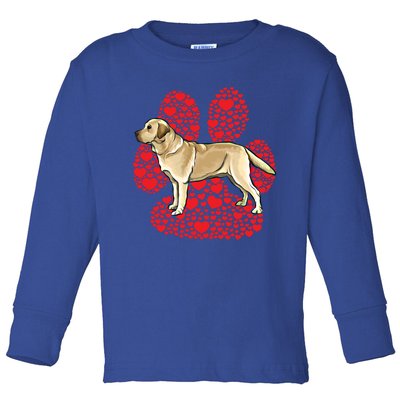 Yellow Labrador Retriever Valentines Day Dog Love Paw Gift Toddler Long Sleeve Shirt