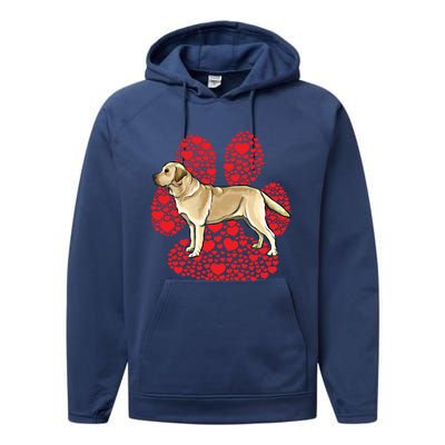 Yellow Labrador Retriever Valentines Day Dog Love Paw Gift Performance Fleece Hoodie