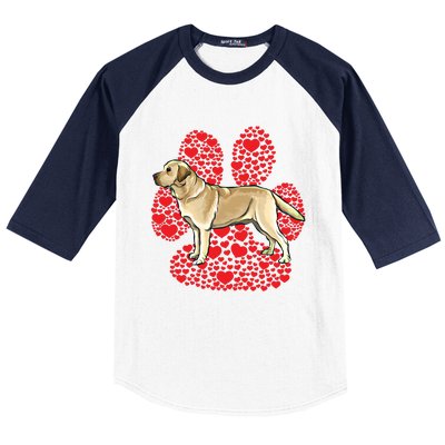 Yellow Labrador Retriever Valentines Day Dog Love Paw Gift Baseball Sleeve Shirt