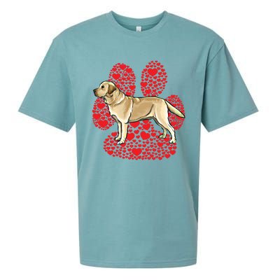 Yellow Labrador Retriever Valentines Day Dog Love Paw Gift Sueded Cloud Jersey T-Shirt