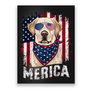 Yellow Labrador Retriever 4th Of July Merica Usa Flag Lab Poster