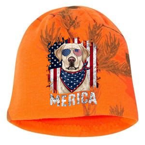 Yellow Labrador Retriever 4th Of July Merica Usa Flag Lab Kati - Camo Knit Beanie