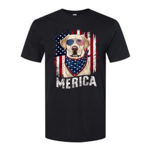 Yellow Labrador Retriever 4th Of July Merica Usa Flag Lab Softstyle® CVC T-Shirt