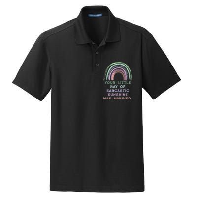 Your Little Ray Of Sarcastic Sunshine Has Arrived Rainbow Dry Zone Grid Polo