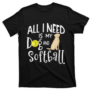 Yellow Labrador Retriever Dog Gift Love Softball Player T-Shirt