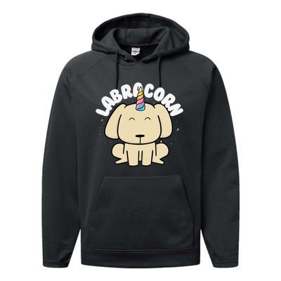 Yellow Labrador Retriever Unicorn Gift Performance Fleece Hoodie