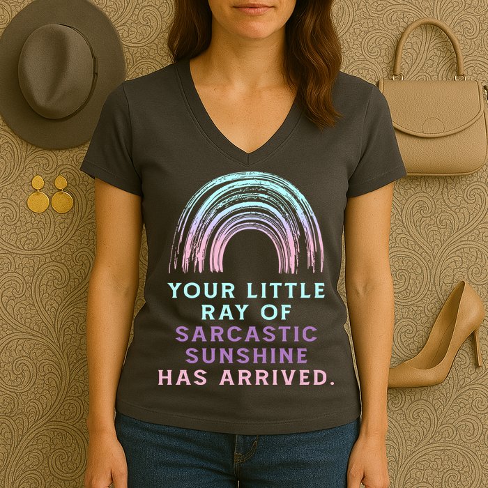 Your Little Ray Of Sarcastic Sunshine Has Arrived Women's V-Neck T-Shirt