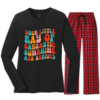 Your Little Ray Of Sarcastic Sunshine Has Arrived Women's Long Sleeve Flannel Pajama Set 