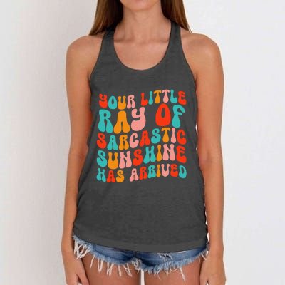 Your Little Ray Of Sarcastic Sunshine Has Arrived Women's Knotted Racerback Tank