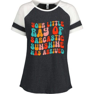 Your Little Ray Of Sarcastic Sunshine Has Arrived Enza Ladies Jersey Colorblock Tee