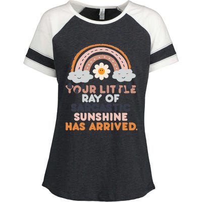 Your Little Ray Of Sarcastic Sunshine Has Arrived Enza Ladies Jersey Colorblock Tee