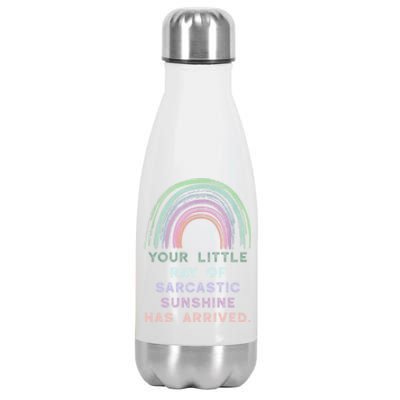 Your Little Ray Of Sarcastic Sunshine Has Arrived Rainbow Funny Gift Stainless Steel Insulated Water Bottle