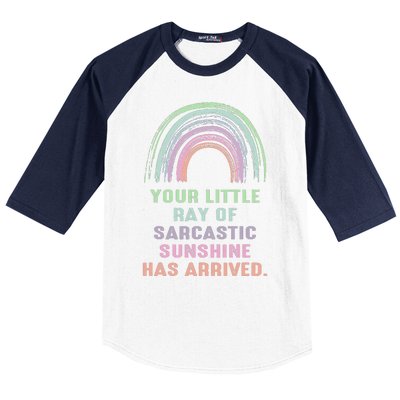 Your Little Ray Of Sarcastic Sunshine Has Arrived Rainbow Baseball Sleeve Shirt