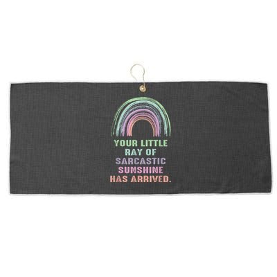 Your Little Ray Of Sarcastic Sunshine Has Arrived Rainbow Large Microfiber Waffle Golf Towel