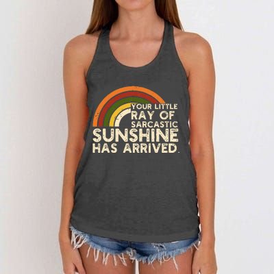 Your Little Ray Of Sarcastic Sunshine Has Arrived Women's Knotted Racerback Tank