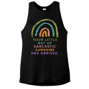 Your Little Ray Of Sarcastic Sunshine Has Arrived Rainbow Funny Ladies PosiCharge Tri-Blend Wicking Tank