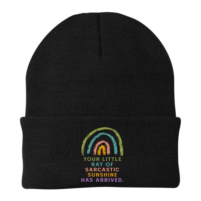 Your Little Ray Of Sarcastic Sunshine Has Arrived Rainbow Funny Beanie