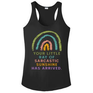 Your Little Ray Of Sarcastic Sunshine Has Arrived Rainbow Funny Ladies PosiCharge Competitor Racerback Tank