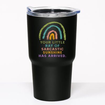 Your Little Ray Of Sarcastic Sunshine Has Arrived Rainbow Funny Tumbler