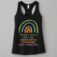 Your Little Ray Of Sarcastic Sunshine Has Arrived Rainbow Funny Womens Tank Top
