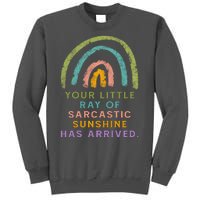 Your Little Ray Of Sarcastic Sunshine Has Arrived Rainbow Funny Tall Sweatshirt