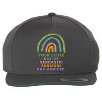 Your Little Ray Of Sarcastic Sunshine Has Arrived Rainbow Funny Wool Snapback Cap