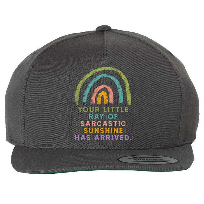 Your Little Ray Of Sarcastic Sunshine Has Arrived Rainbow Funny Wool Snapback Cap