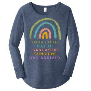 Your Little Ray Of Sarcastic Sunshine Has Arrived Rainbow Funny Women's Perfect Tri Tunic Long Sleeve Shirt