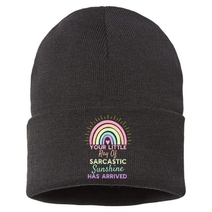 Your Little Ray Of Sarcastic Sunshine Has Arrived Sarcastic Sustainable Knit Beanie