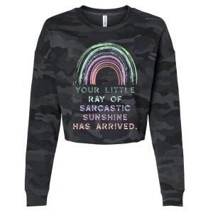 Your Little Ray Of Sarcastic Sunshine Has Arrived Rainbow Cropped Pullover Crew