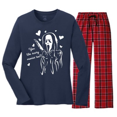 You Like Scary Movies Too Women's Long Sleeve Flannel Pajama Set 