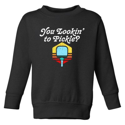 You Lookin To Pickle Pickleball Retro 80s Toddler Sweatshirt